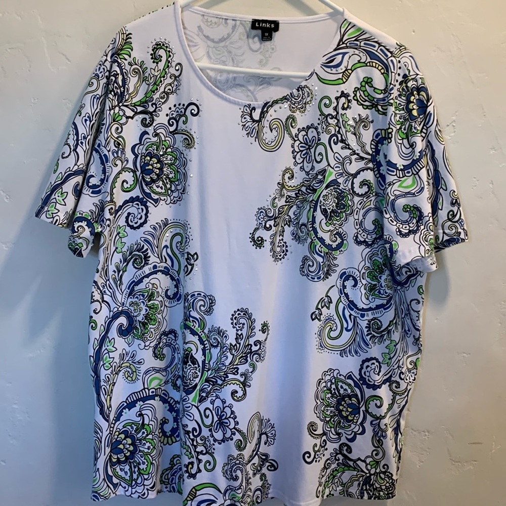Links White Paisley & Silver T-Shirt - 1X - Picture 12 of 12